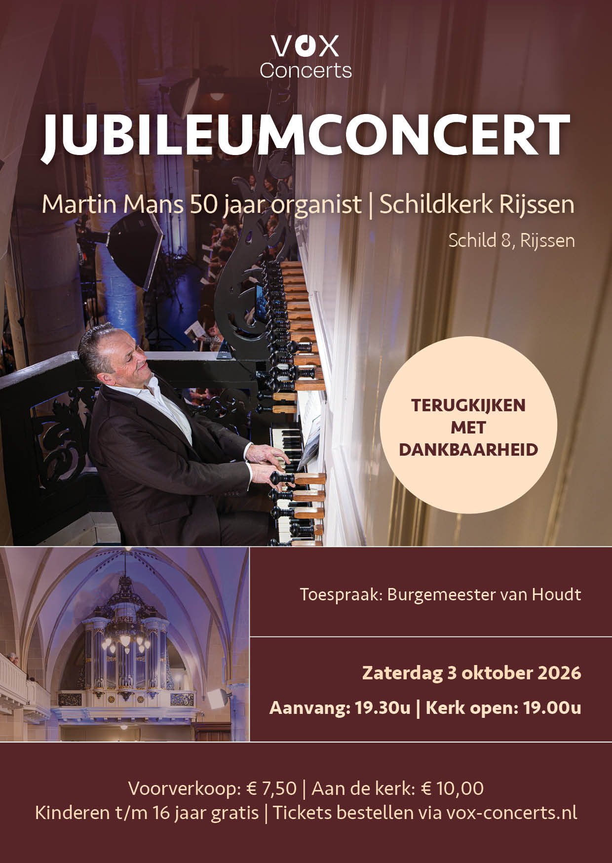 3 oktober '26 | Jubileumconcert Martin Mans 50 jaar organist