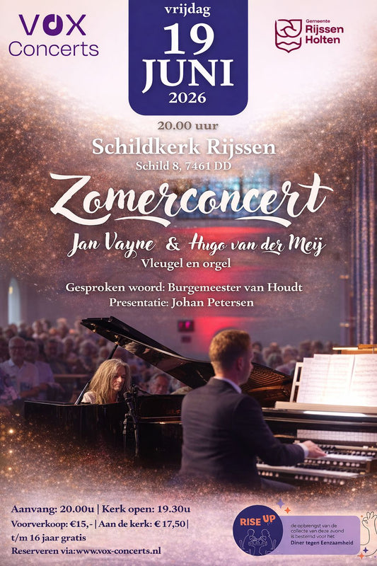 19 juni 2026: Zomerconcert met Jan Vayne en Hugo van der Meij